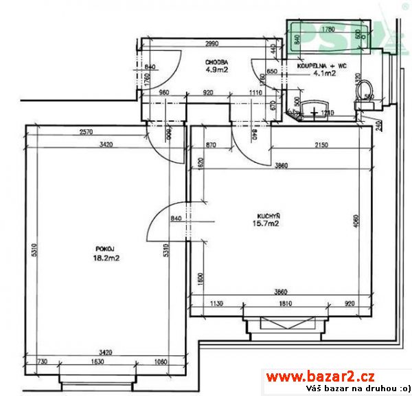 Prodej bytu 1+1 (42,9m2), po kompletní